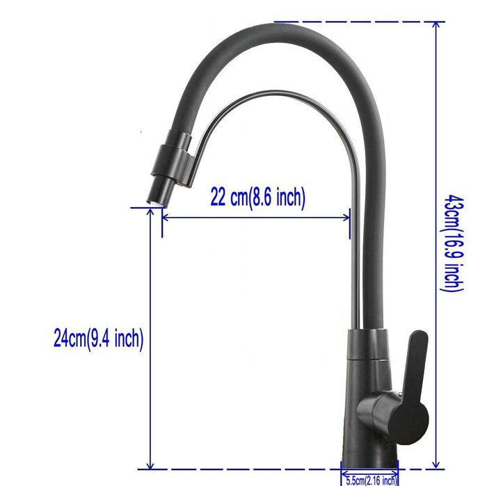 Луксозен модерен кухненски смесител Черен въртящ се на 360 чучур