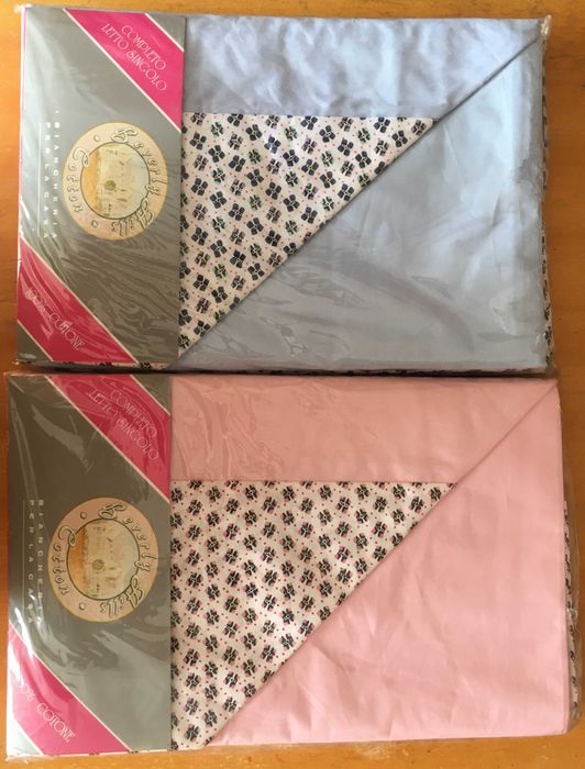 2 бр. спални комплекти за единично легло - син и розов