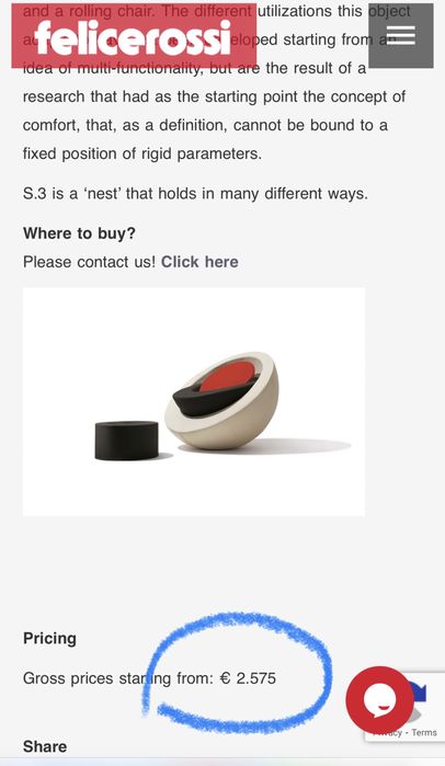 Дизайнерско кресло италианско felicerossi