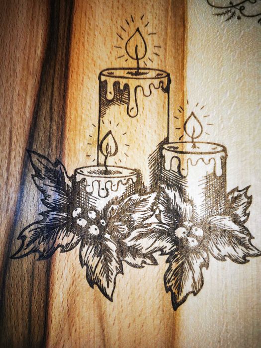 Дървена дъска с лазерна пирография за Коледа! Може да се сложи име!