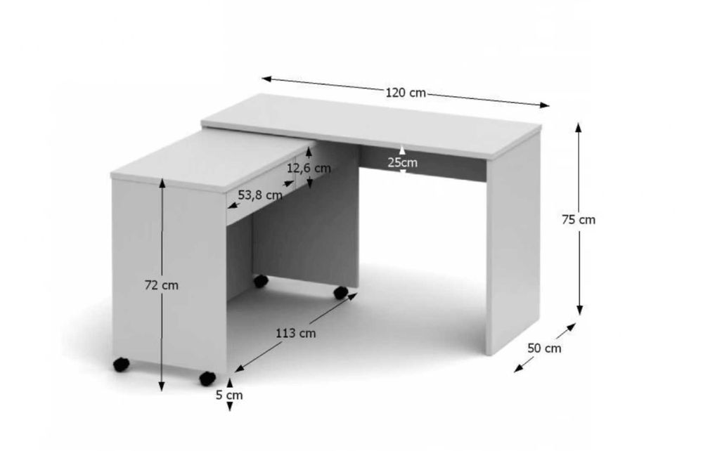 Бюро От ПДЧ, Разтегателно, С Чекмеджета, 120x75x50 См, Бяло