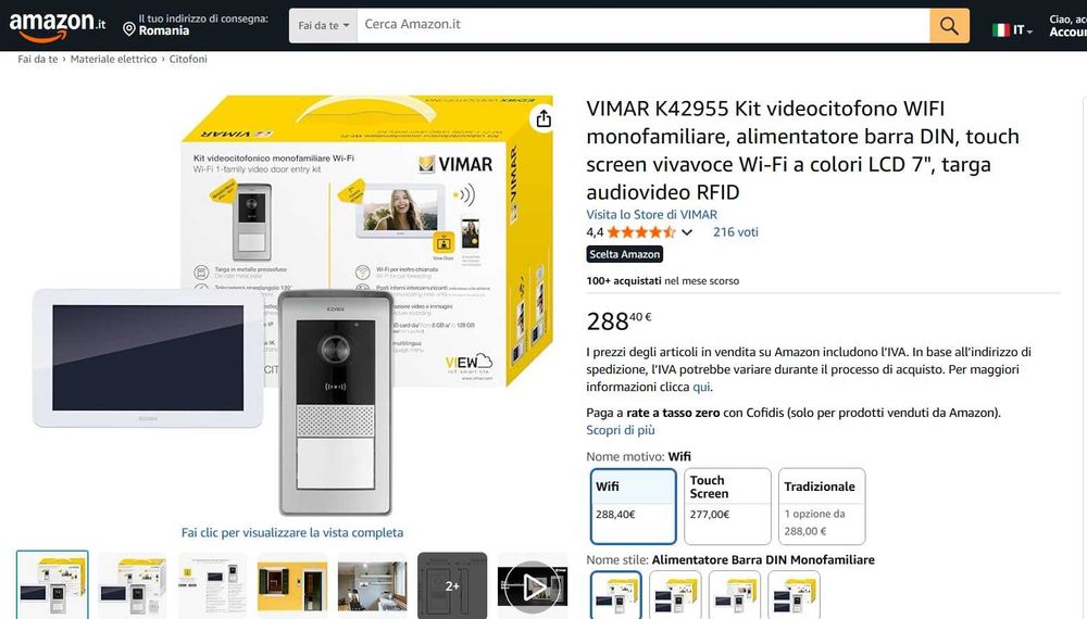 Kit videointerfon WIFI VIMAR K42955 (camera plus monitor)