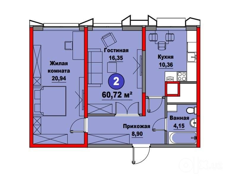 2х ком 60.72м2 ЖК Regnum Plaza Мирзо-Улугбекский район