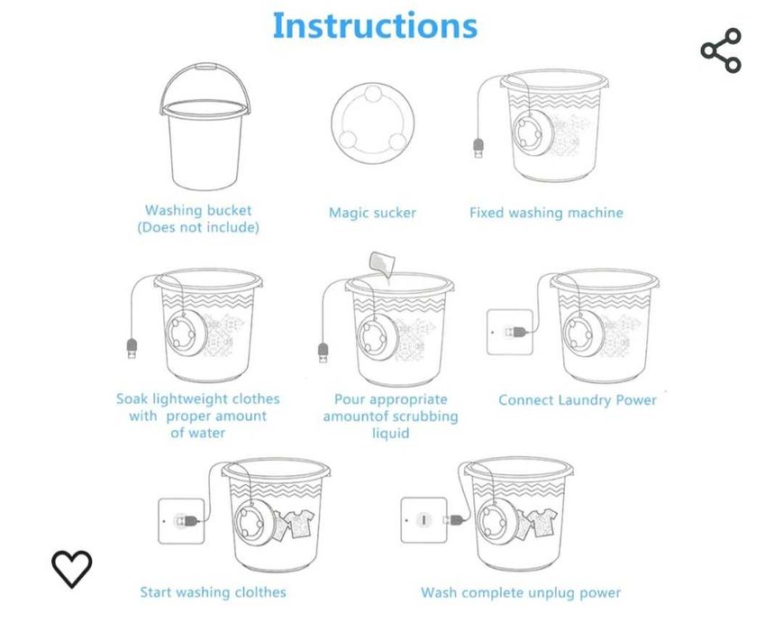 Мини  ултразвукова турбинна пералня, преносима