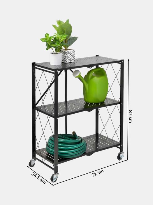 Напольный металлический стеллаж на колесиках, для кухни, 3/4/5 полок