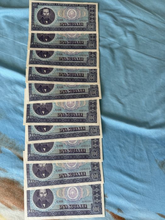 Bacnote de 100 lei 10 bucati NECIRCULATE , serii consecutive