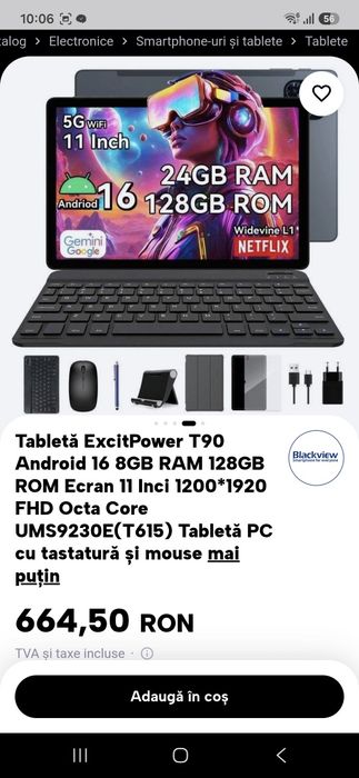 Tabletă 11 inch nouă T90 cu Android 16