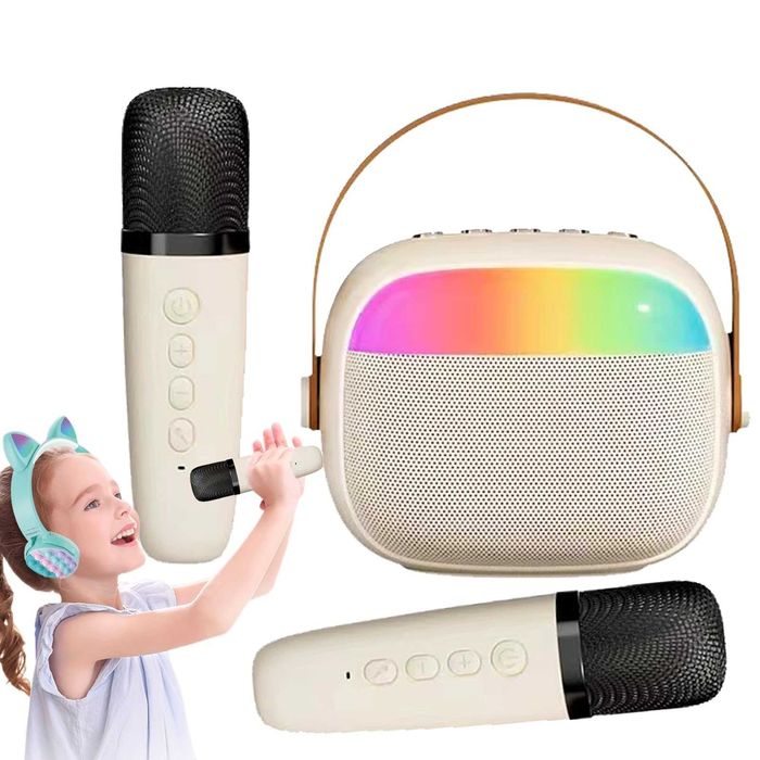 Тонколона с 2 микрофона Караоке машина Високоговорител - 6 цвята