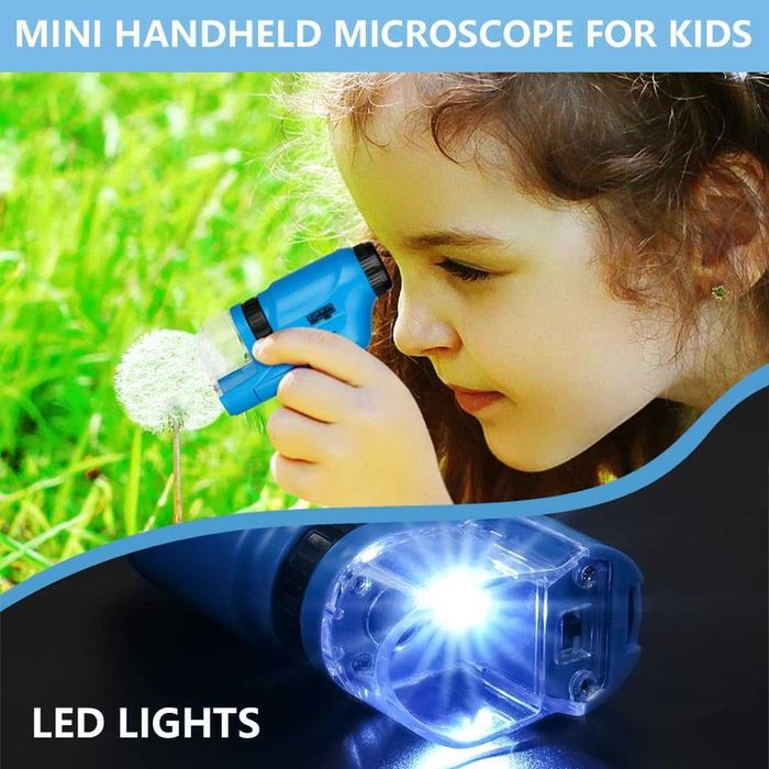 Мини микроскоп OSDUE за деца с LED светлина, асферична система от лещи