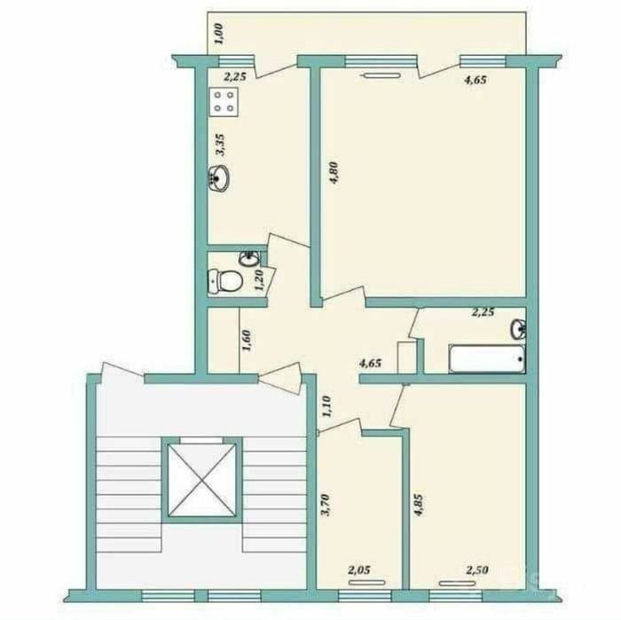 3-Комн. 73м². Продажа. Панельный. Паркентский.