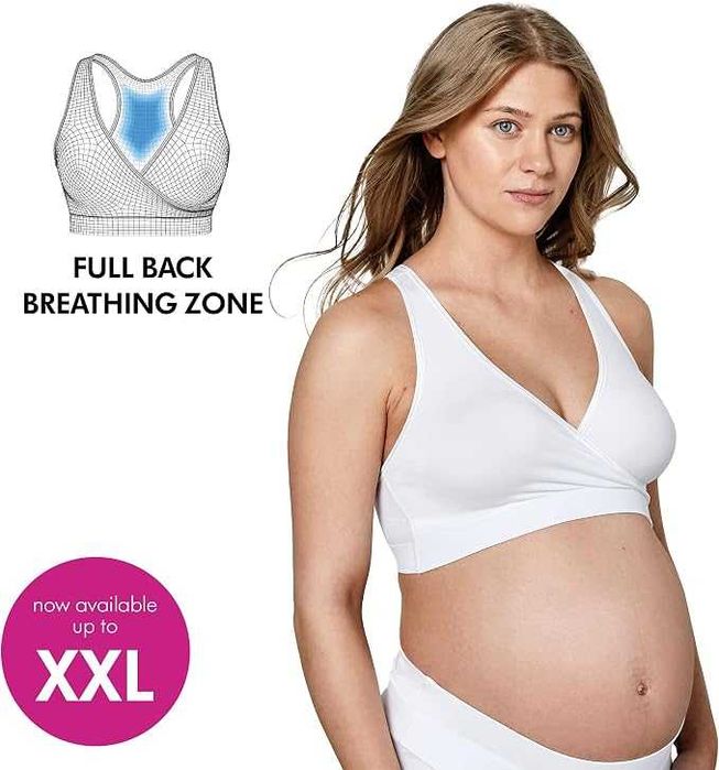 MEDELA Keep Cool Sleep – Безшевен сутиен за бременност и кърмене, бял, размер XL