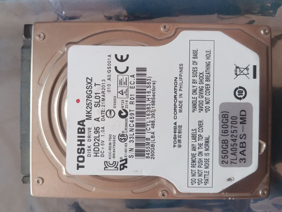 Tashiba HDD disk 250 GB Notebook uchun