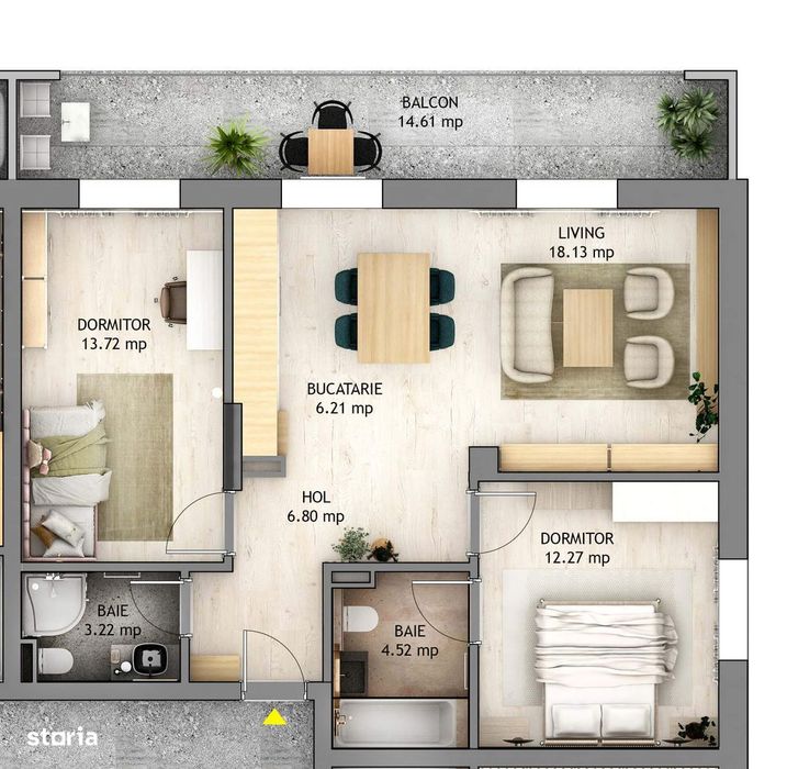 Ap 3 cam dec 65 mp utili balcon 15mp Orhideea B4- Stanca Selimbar Mall