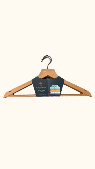 Yog'ochli ilgich, shim, kostyum, ko'ylaklar uchun, qadoqda 3 dona i16