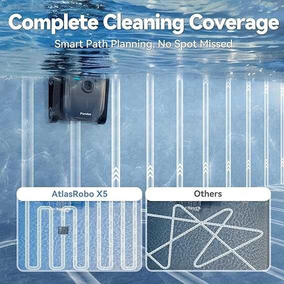 Robot aspirator Pondee X5 pentru fundul și pereții piscinei,Garantie