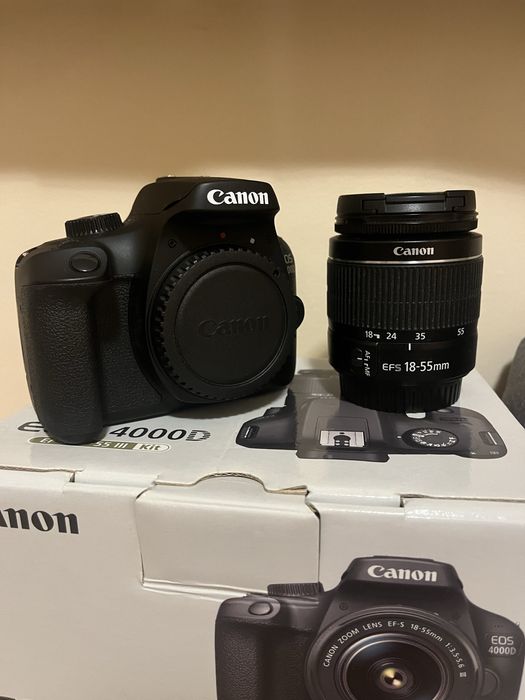 Canon EOS 4000D + 18–55mm | Пълен комплект | Като нов + 16GB карта