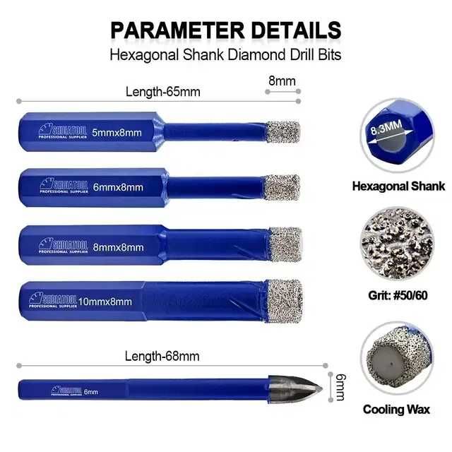 Комплект диамантени свредла боркорони гранитогрес SHDIATOOL