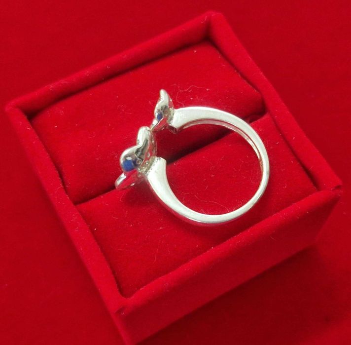 AG158, inel argint 925,nou/marcat, solid, flori cu zirconiu alb