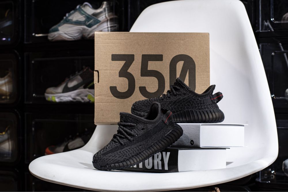 Adidas Yeezy Boost 350 V2 Static Black (Kids/De Copii)