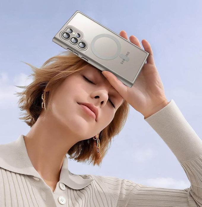 Матов magsafe кейс за samsung galaxy s24 ultra - титаниево сив