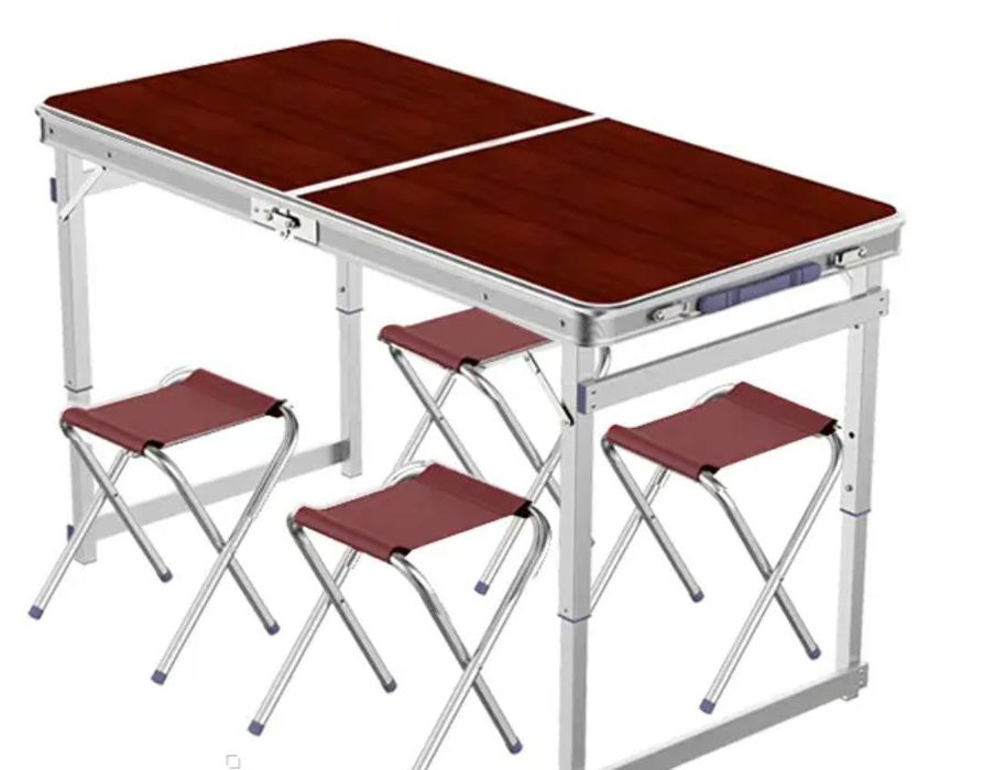 Стол складной с 4 складными стульями для рыбалки и для пикника