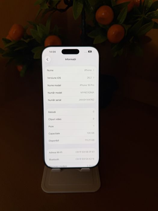 Vand iPhone 16 Pro 96% bateria in garantie