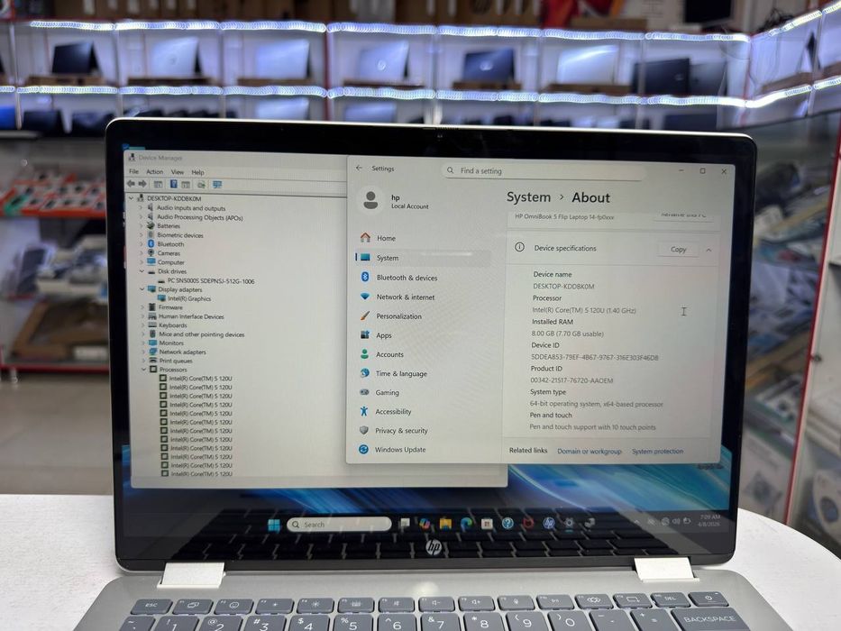 Hp omnibook X360 core i5-14 avlod DDR5 8/512SSD sensor IPS ekran ideal