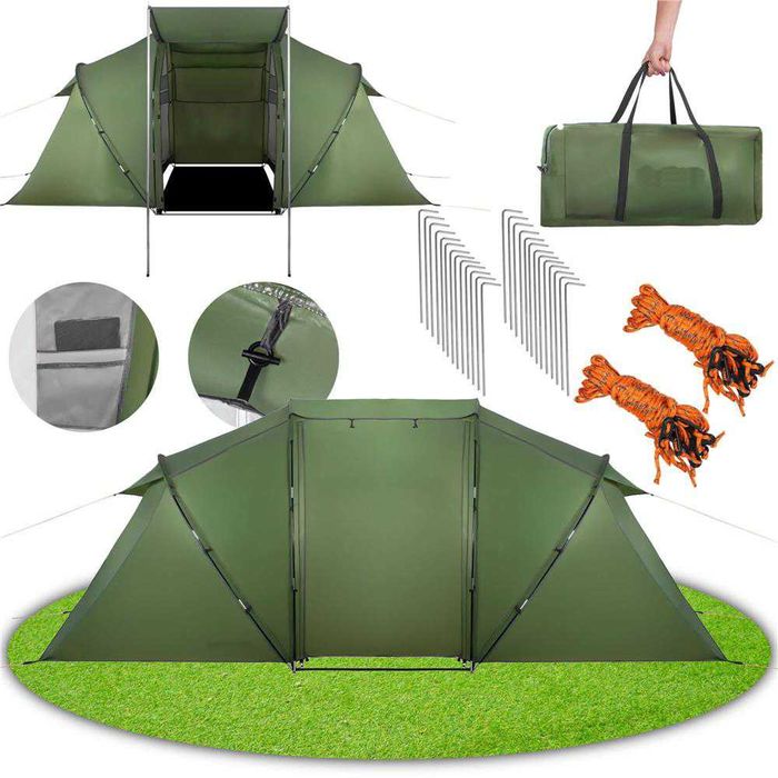 Cort camping, impemeabil, 2 camere + hol, 4 locuri