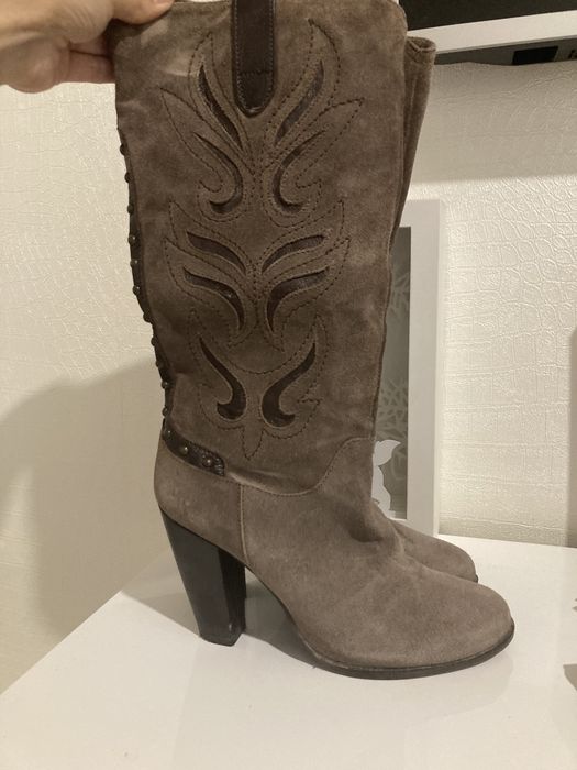 Cizme din piele naturala intoarsa, marime 37