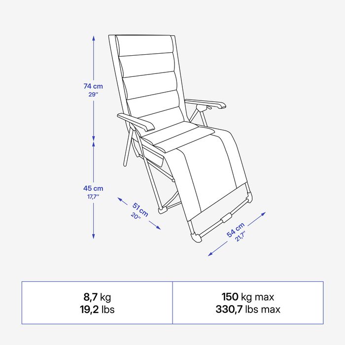 Scaun tip șezlong de camping, relaxant, - produs resigilat Decathlon
