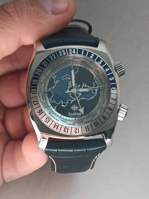 Ceas Zodiac Desert Master Blue ZO7000 GMT World Timer Men's Watch, Rar