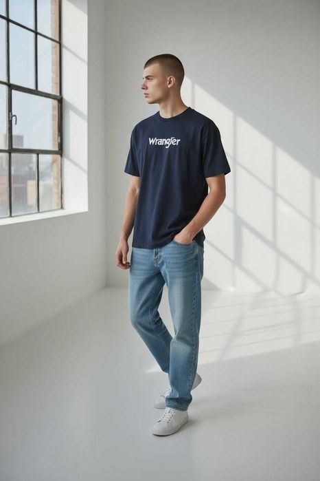 Мъжка тениска, WRANGLER, Frame Logo, Тъмносиня
