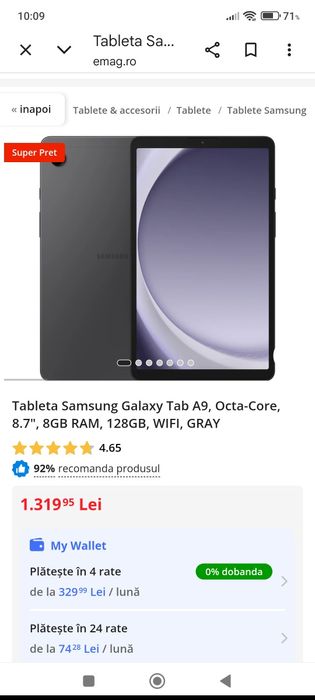 Tableta Samsung Galaxy Tab A9,8RAM, cu 128gb, în GARANȚIE  !!