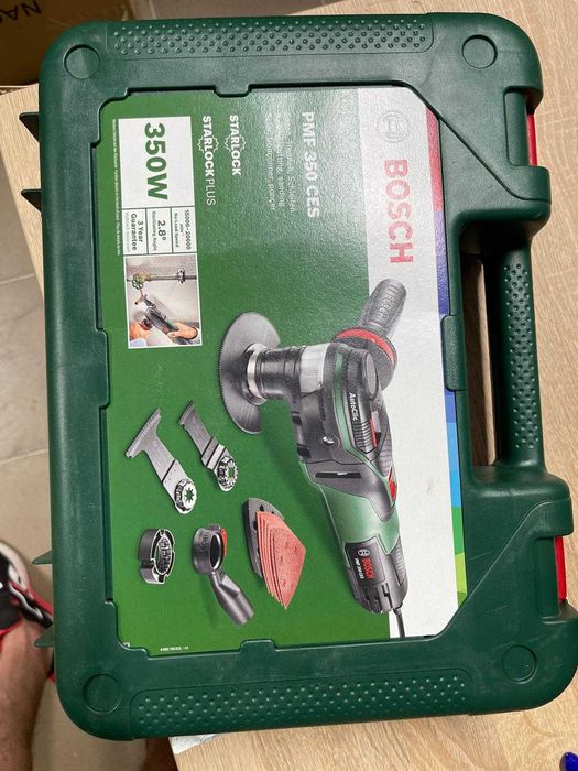 Unealtă multifuncțională Bosch PMF 350 CES (350 W, compatibilă cu accesoriile Starlock și StarlockPlus, în geantă de transport)