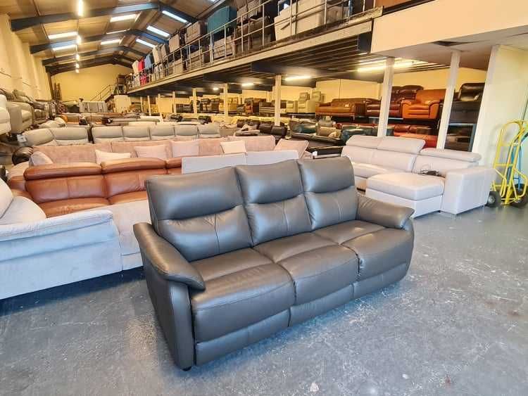 Сив кожен диван тройка "Albion"