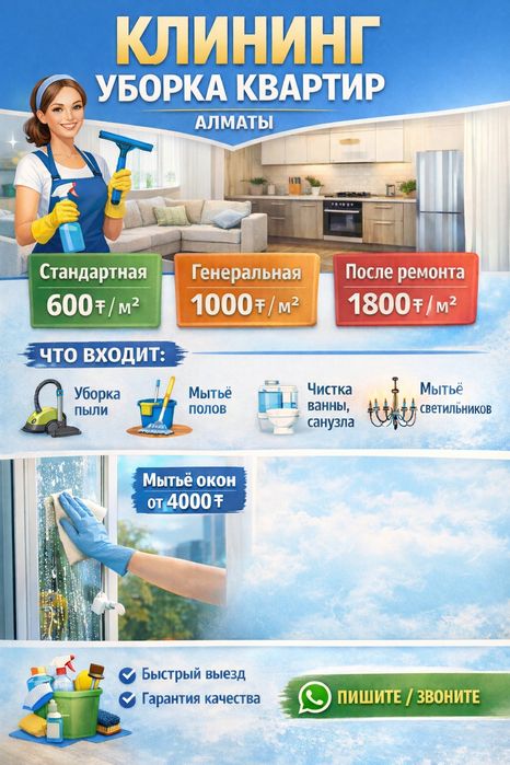 Клининг домов, квартир, офисов