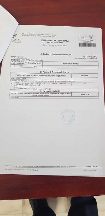 Vand teren pe str. Sarmas la principala 1400mp