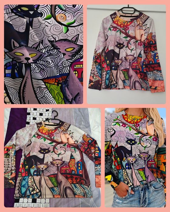 Bluza sic cu imprimeu pisici