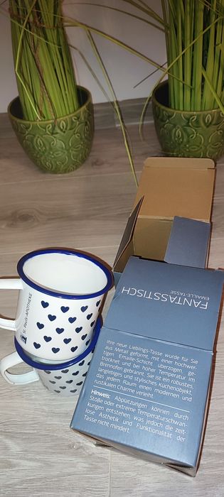 Set cani de colecție din email cu model cu inimi albastre, "St. Pauls