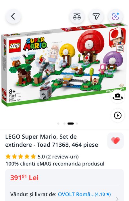 Jucarii Lego Super Mario 71368 Toad vanatoarea de comori 464 piese