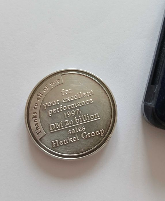 Medalie de Argint Fritz Henkel 1998 Multumire 150 de ani 30g, ag 999