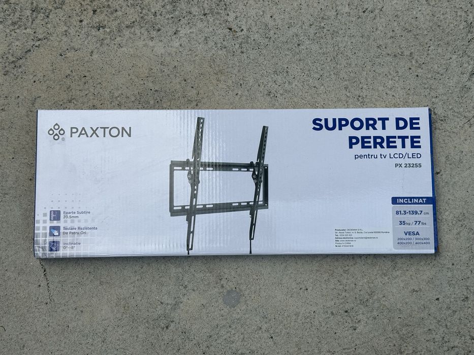 Suport TV LCD / LED, pe perete, Paxton PX 23255, reglabil, 81 - 139 cm, 35 kg, negru