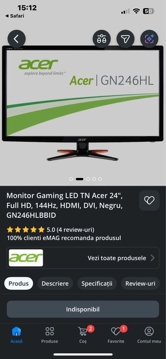 Monitor Acer,GN246HL