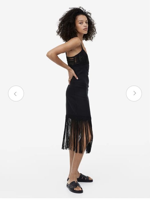 Zara H&M черна рокля с лен
