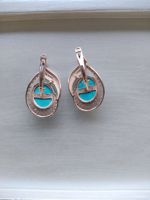 Серьги 585 бирюза