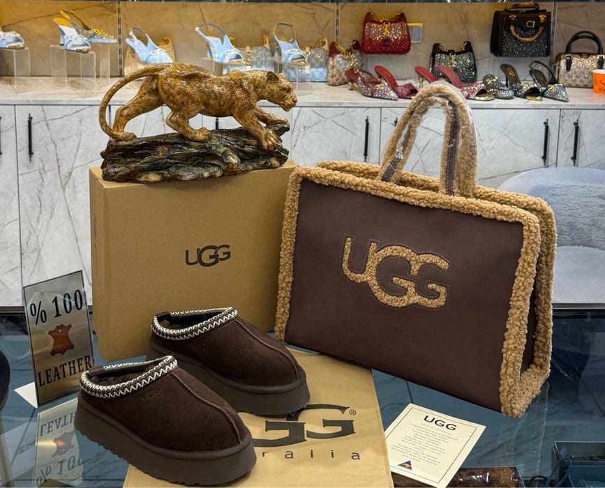 Ugg естествена кожа  чанта и обувки сет