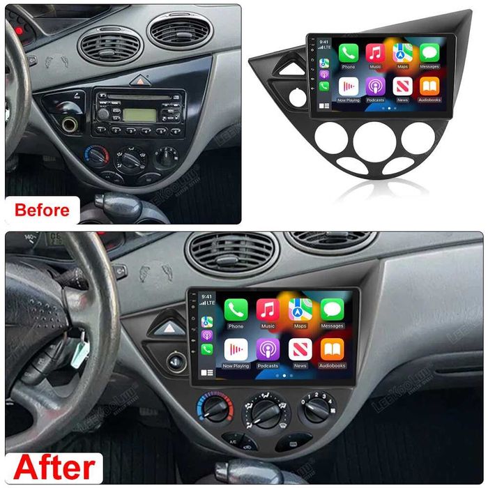 Мултимедия за Ford Focus Двоен дин Навигация плеър екран Android GPS, Carplay, Waze