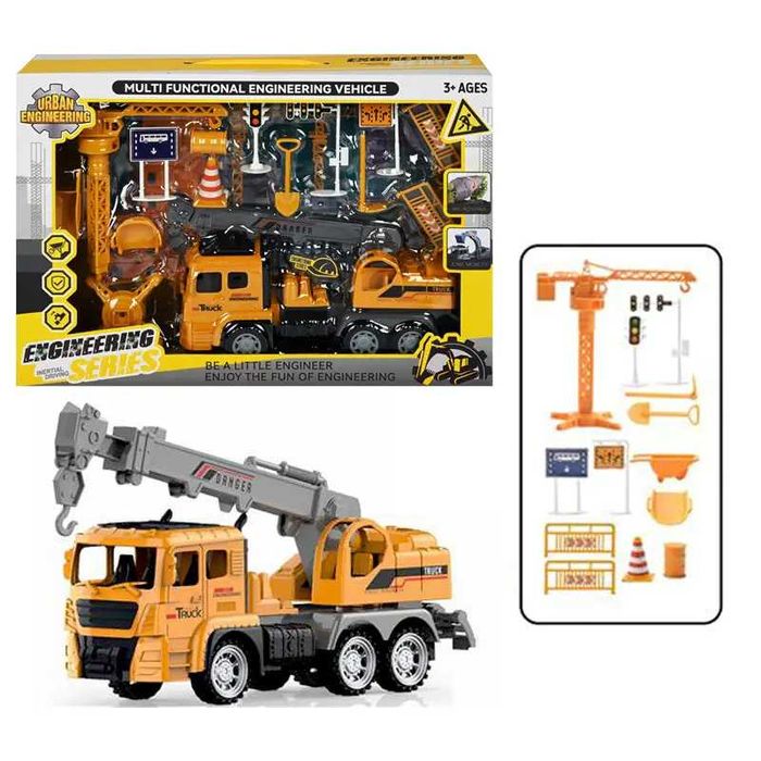 Багер 1:27 с радио контрол. Комплект Камион с кран метален кран