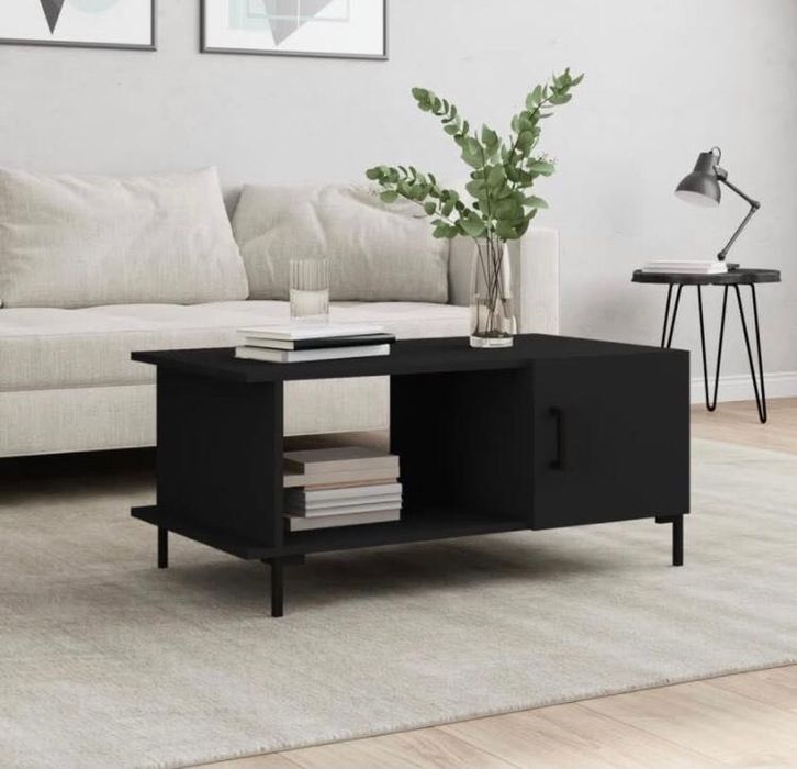 Măsuță de cafea, negru, 90x50x40 cm, lemn prelucrat