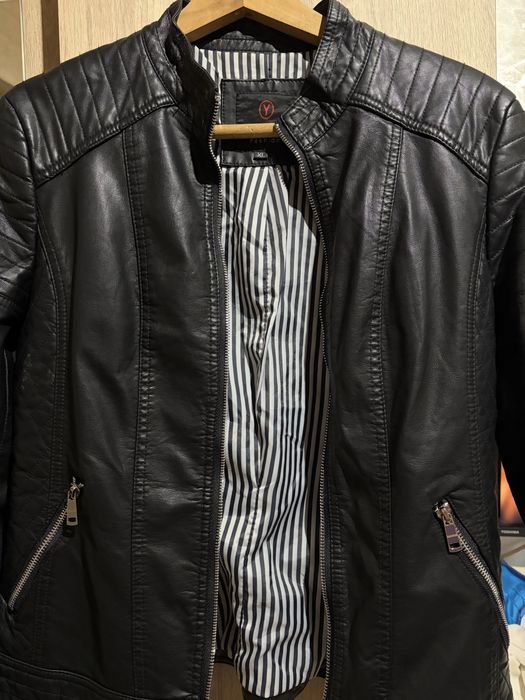 Черно кожено яке ITENLY Fashion